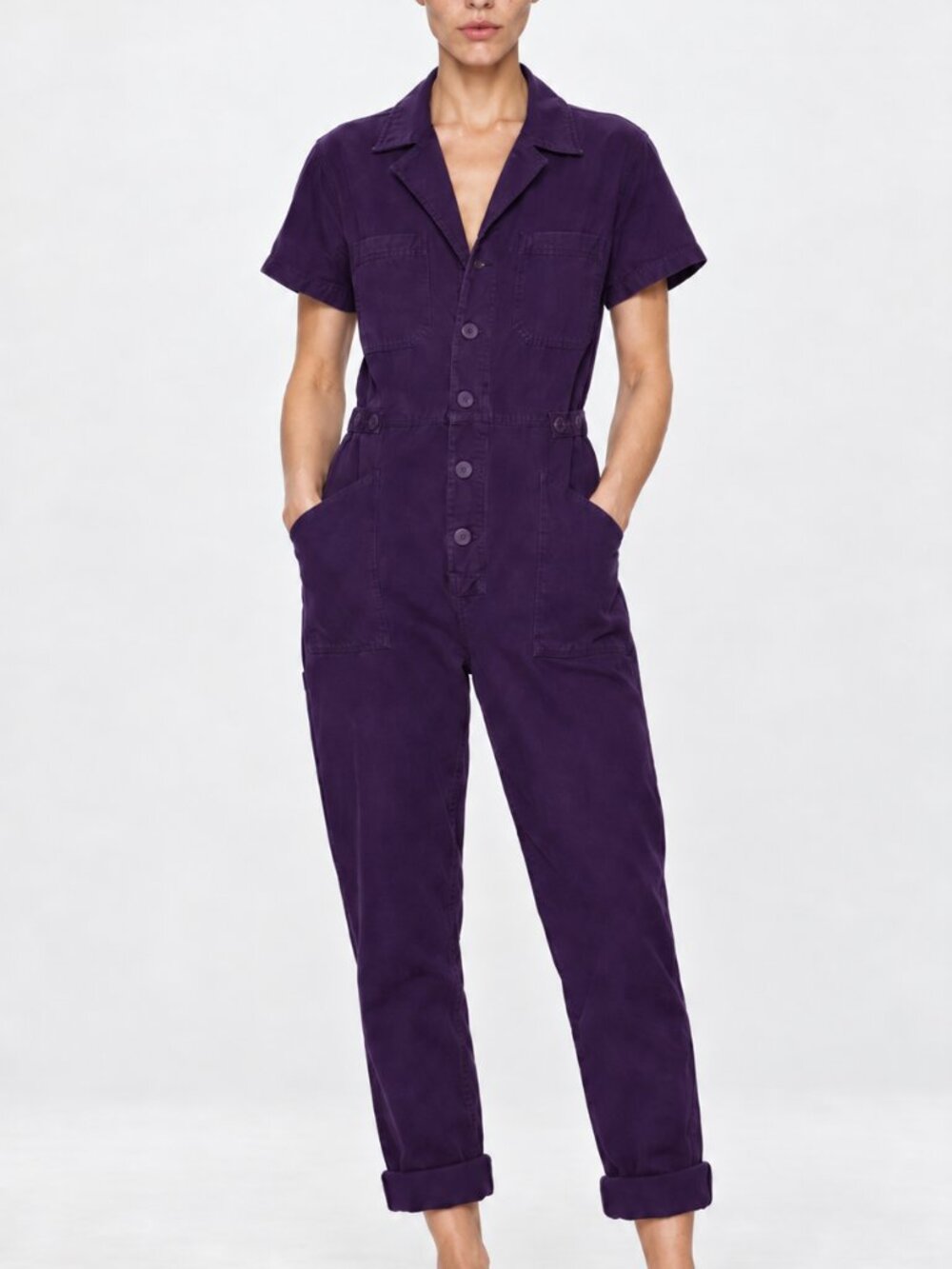 PISTOLA Grover Field Suit Lila Purple Short Sleeve Jumpsuit Small